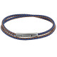 Bracelet Homme Double Tour Bicolore Cuir Tréssé Rond pour Poignet 19cm