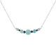 Collier Chaine Argent Rhodié Cinq Perles de Larimar et Quatre Diamants Noirs Facettées