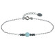 Bracelet Chaine Argent Rhodié Une Perle de Larimar et Six Diamants Noirs Facettées