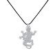 Collier Argent Salamandre Lien Noir