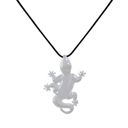 Collier Argent Salamandre Lien Noir