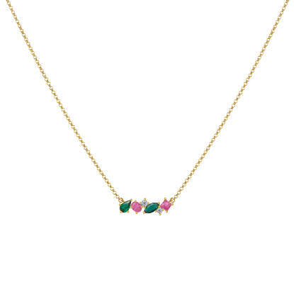 Collier Plaqué Or 6 Strass de Différentes Formes