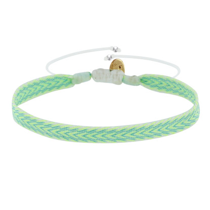Bracelet Lien Tissé Blanc Flèches Jaune Fluo et Vert