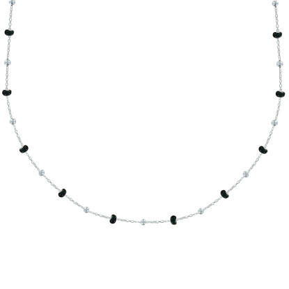 Collier Argent Perles Émaillées et Perles Argent