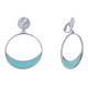 Boucles d'Oreilles Clip Métal Argenté Cercle et Croissant de Lune Translucide Coloré