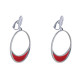 Boucles d'Oreilles Clip Métal Argenté Cercle et Croissant de Lune Translucide Coloré