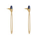 Boucles d'Oreilles Laiton Doré Petit Disque Coloré et Grand Ovale Ajouré
