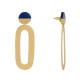Boucles d'Oreilles Laiton Doré Petit Disque Coloré et Grand Ovale Ajouré