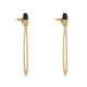 Boucles d'Oreilles Laiton Doré Petit Disque Coloré et Grand Ovale Ajouré