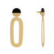 Boucles d'Oreilles Laiton Doré Petit Disque Coloré et Grand Ovale Ajouré