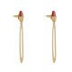 Boucles d'Oreilles Laiton Doré Petit Disque Coloré et Grand Ovale Ajouré