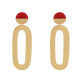 Boucles d'Oreilles Laiton Doré Petit Disque Coloré et Grand Ovale Ajouré