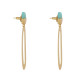 Boucles d'Oreilles Laiton Doré Petit Disque Coloré et Grand Ovale Ajouré