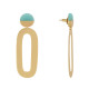 Boucles d'Oreilles Laiton Doré Petit Disque Coloré et Grand Ovale Ajouré