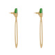 Boucles d'Oreilles Laiton Doré Petit Disque Coloré et Grand Ovale Ajouré