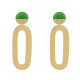 Boucles d'Oreilles Laiton Doré Petit Disque Coloré et Grand Ovale Ajouré