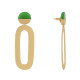 Boucles d'Oreilles Laiton Doré Petit Disque Coloré et Grand Ovale Ajouré