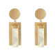 Boucles d'Oreilles Laiton Doré Disque et Rectangles Coloré