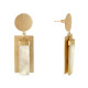 Boucles d'Oreilles Laiton Doré Disque et Rectangles Coloré