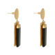 Boucles d'Oreilles Laiton Doré Disque et Rectangles Coloré