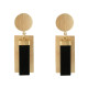 Boucles d'Oreilles Laiton Doré Disque et Rectangles Coloré