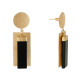 Boucles d'Oreilles Laiton Doré Disque et Rectangles Coloré