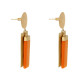 Boucles d'Oreilles Laiton Doré Disque et Rectangles Coloré