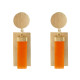 Boucles d'Oreilles Laiton Doré Disque et Rectangles Coloré