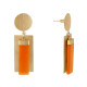 Boucles d'Oreilles Laiton Doré Disque et Rectangles Coloré