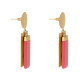 Boucles d'Oreilles Laiton Doré Disque et Rectangles Coloré