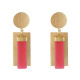 Boucles d'Oreilles Laiton Doré Disque et Rectangles Coloré