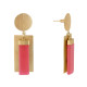 Boucles d'Oreilles Laiton Doré Disque et Rectangles Coloré