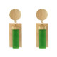 Boucles d'Oreilles Laiton Doré Disque et Rectangles Coloré