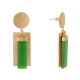 Boucles d'Oreilles Laiton Doré Disque et Rectangles Coloré