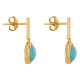 Boucles d'Oreilles Plaqué Or Barre et Demi Perle d'Amazonite