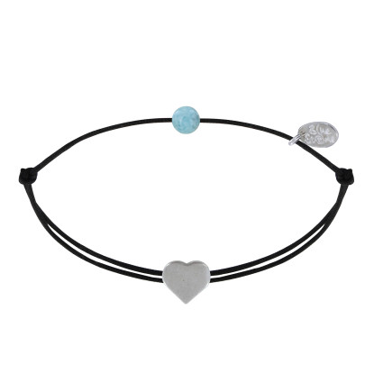 Bracelet Lien Mon Petit Coeur Argent et Perle de Larimar