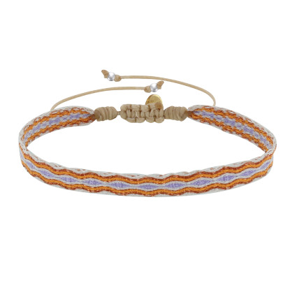 Bracelet Lien Tissé Orange Losanges Violet Clair