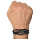 Bracelet Acier Homme Cuir Noir et Griffe