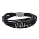 Bracelet Acier Homme Cuir Noir et Griffe