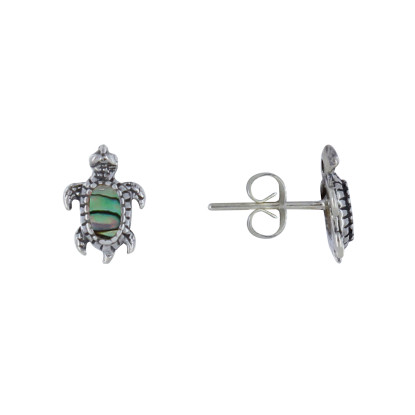 Boucles d'Oreilles Argent Tortue des Galapagos et Nacre Ivoire