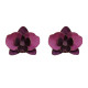 Boucles d'Oreilles Clous Laiton Orchidée en Cuir