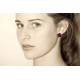 Boucles d'Oreilles Clous Laiton Orchidée en Cuir