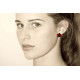 Boucles d'Oreilles Clous Laiton Orchidée en Cuir