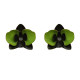 Boucles d'Oreilles Clous Laiton Orchidée en Cuir