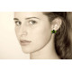 Boucles d'Oreilles Clous Laiton Orchidée en Cuir