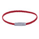 Bracelet Femme Tresse Plate en Cuir Mat Femoir Aimanté Métal Argenté