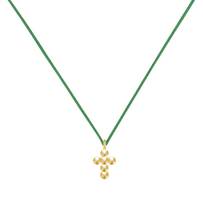 Collier Lien Plaqué Or Petite Croix de Billes