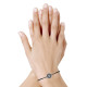 Bracelet Lien Médaille Ronde Métal Argenté Coquillage