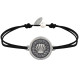 Bracelet Lien Médaille Ronde Métal Argenté Coquillage