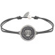 Bracelet Lien Médaille Ronde Métal Argenté Coquillage